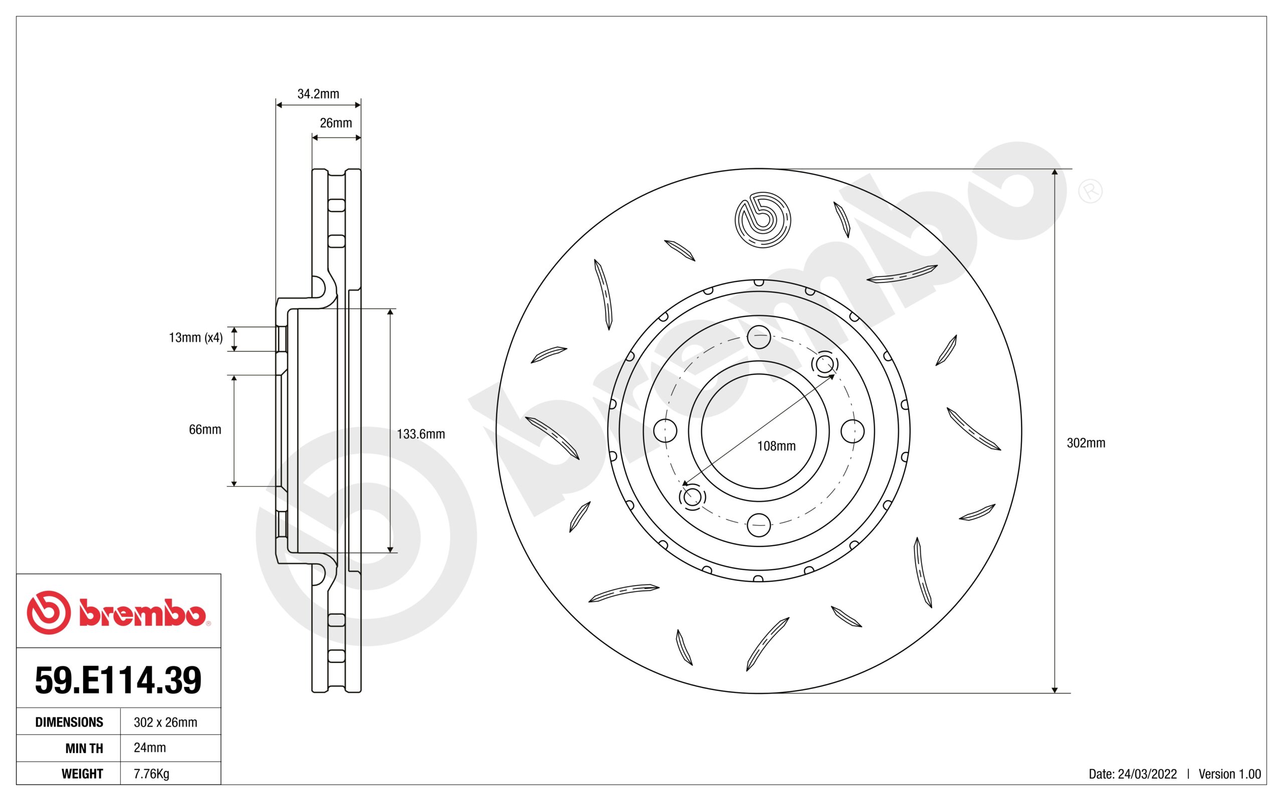 Disco Ant. Brembo Sport Ty3 59E11439 Citroen Ds Peugeot Disco Ant. Brembo Sport Ty3 59E11439 Citroen Ds Peugeot
