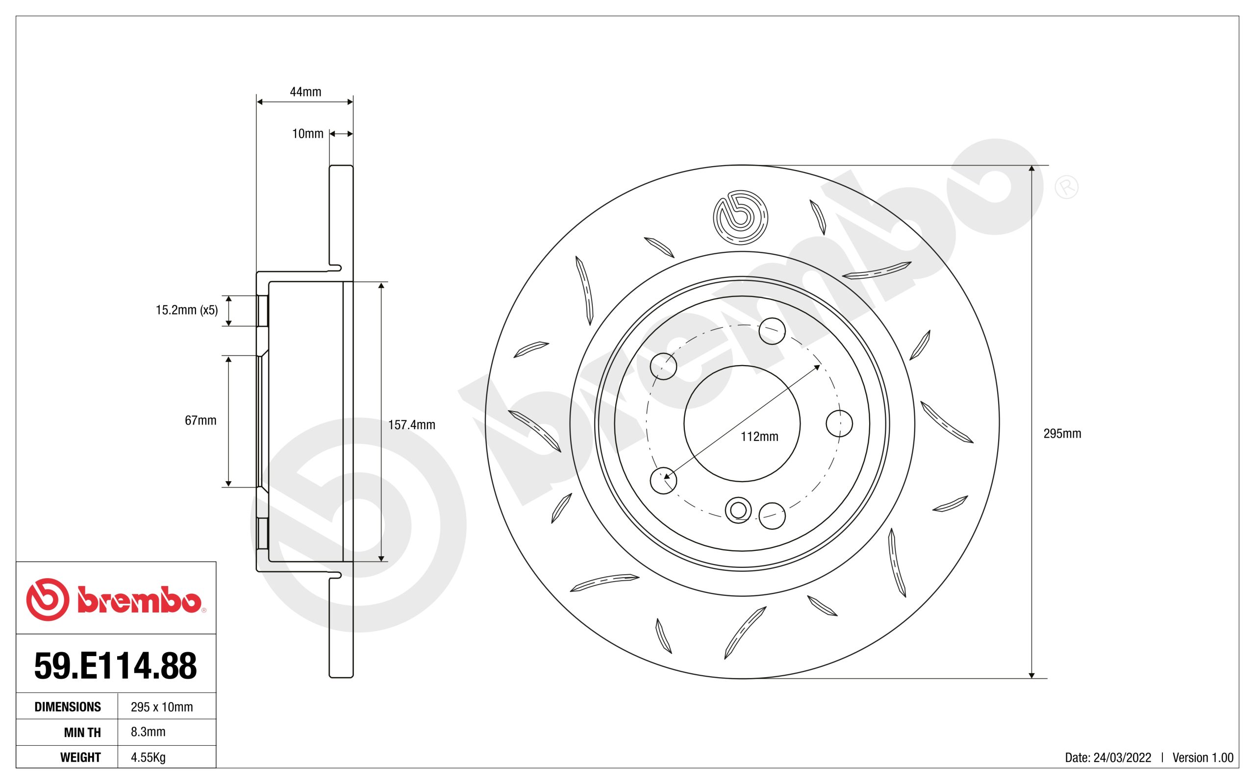 Disco Post. Brembo Sport Ty3 59E11488 Mercedes A B Class Cla Gla Disco Post. Brembo Sport Ty3 59E11488 Mercedes A B Class Cla Gla