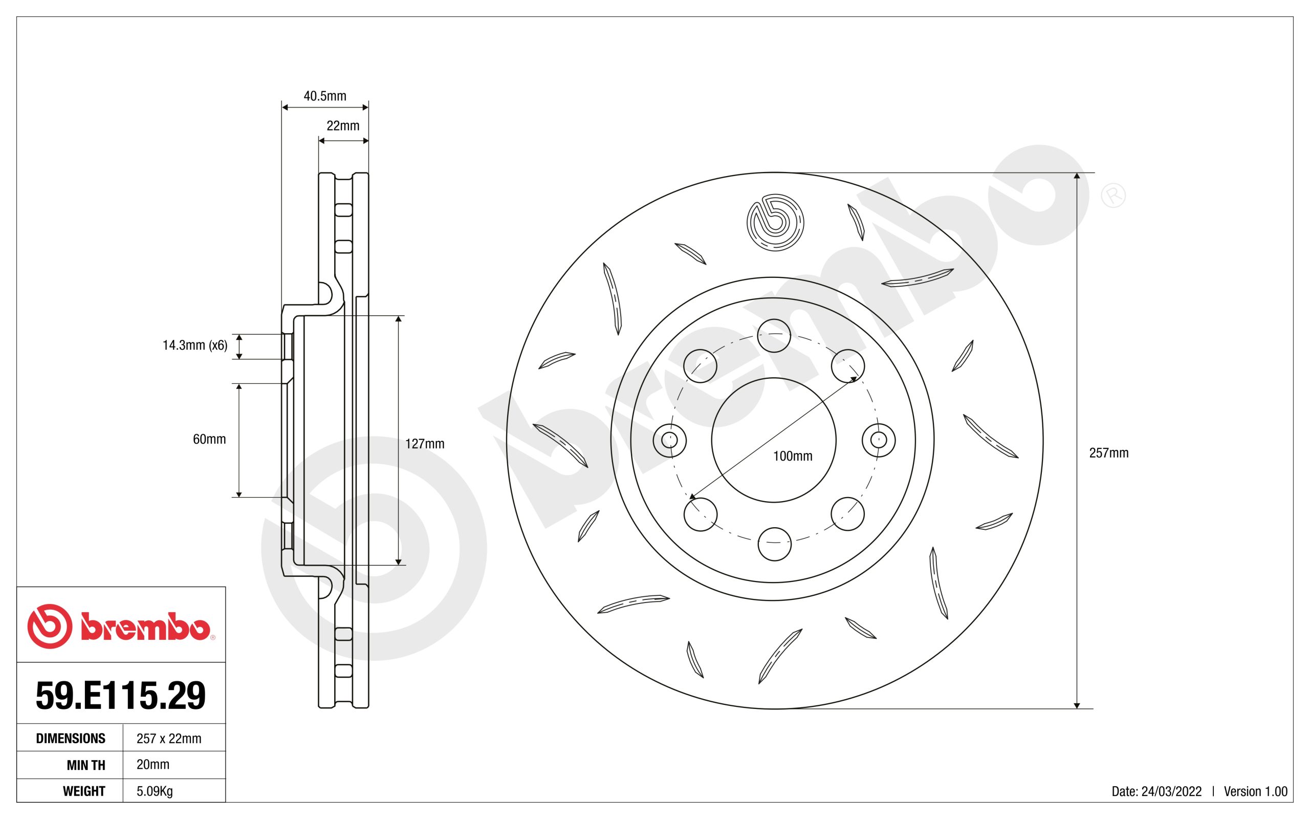Disco Ant. Brembo Sport Ty3 59E11529 Fiat Opel Disco Ant. Brembo Sport Ty3 59E11529 Fiat Opel