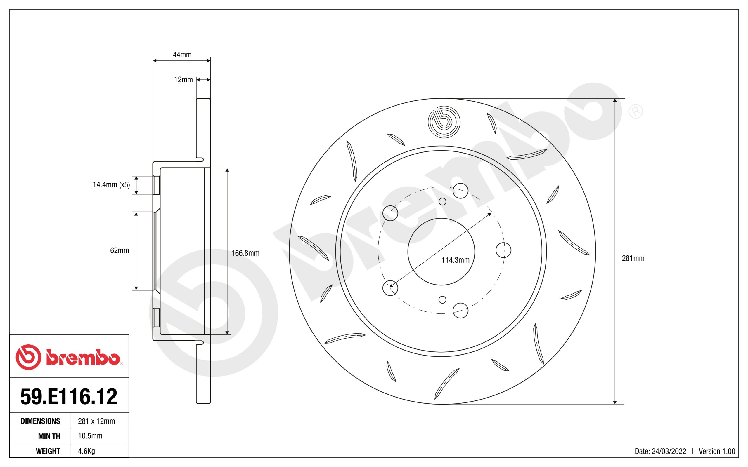 Disco Post. Brembo Sport Ty3 59E11612 Lexus Toyota Disco Post. Brembo Sport Ty3 59E11612 Lexus Toyota